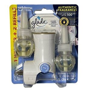 Glade PlugIns Refills Air Freshener Starter Kit, 1 Plug, 2 Refills - Clean Linen